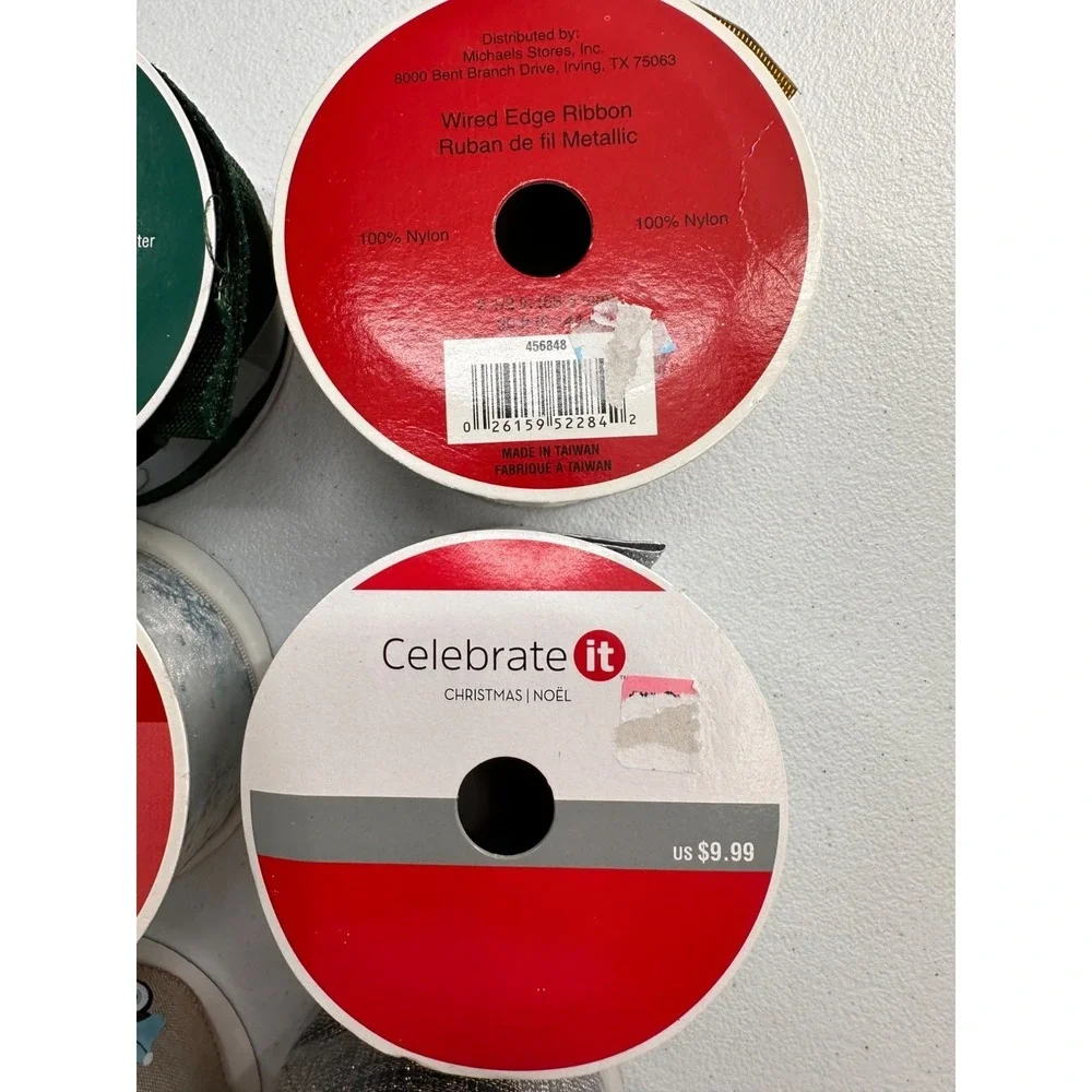 Holiday Ribbon Assortment Metallic Textured Craft Supplies Bundle Christmas Lot